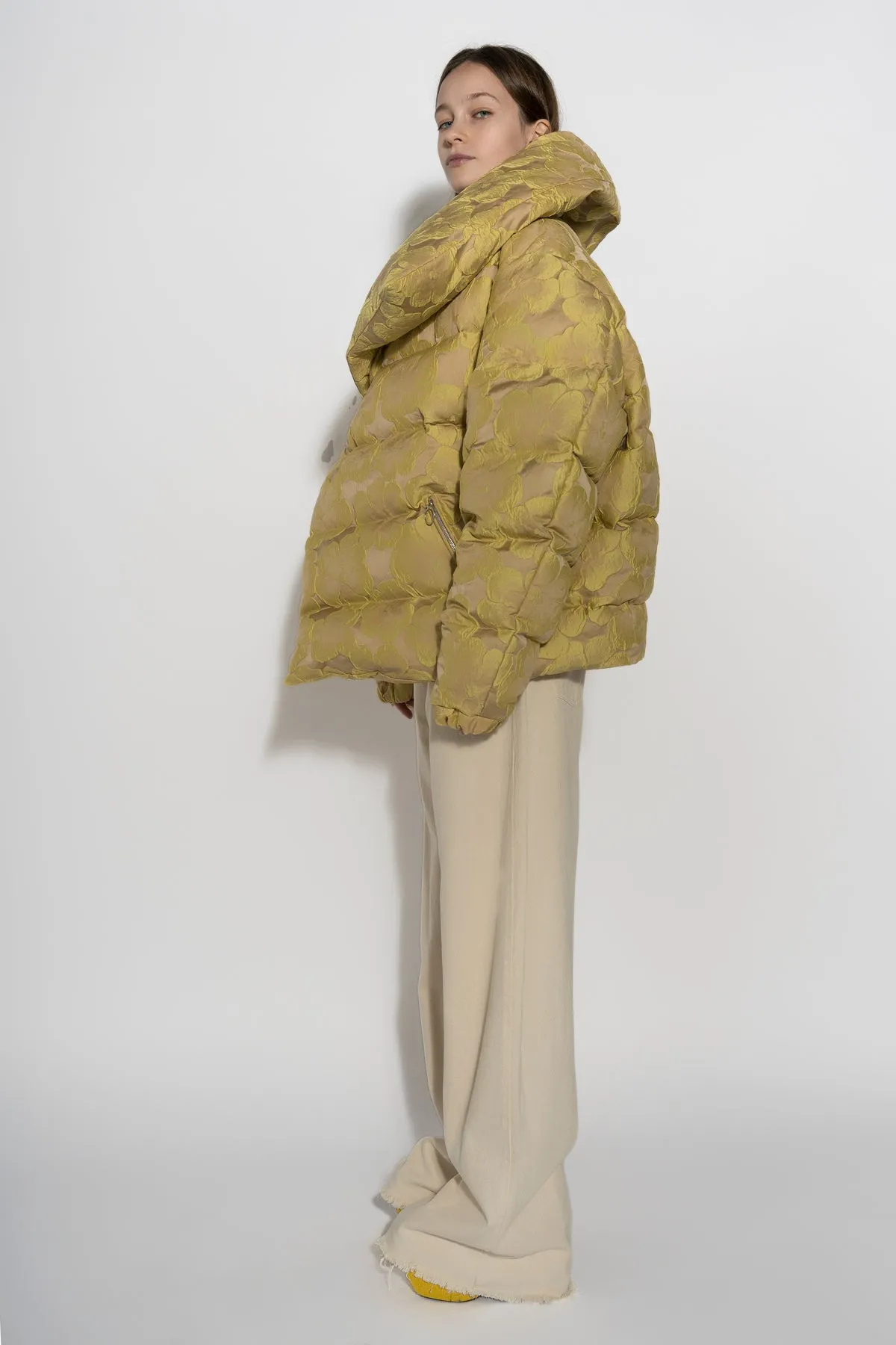 YELLOW BROCADE M'A PUFFER JACKET sold by Marques ’ Almeida product image thumbnail 4