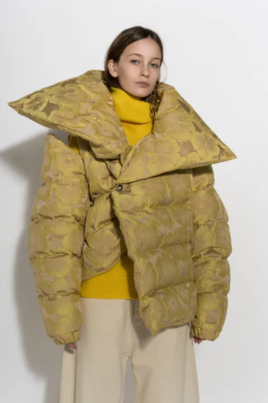 YELLOW BROCADE M'A PUFFER JACKET sold by Marques ’ Almeida