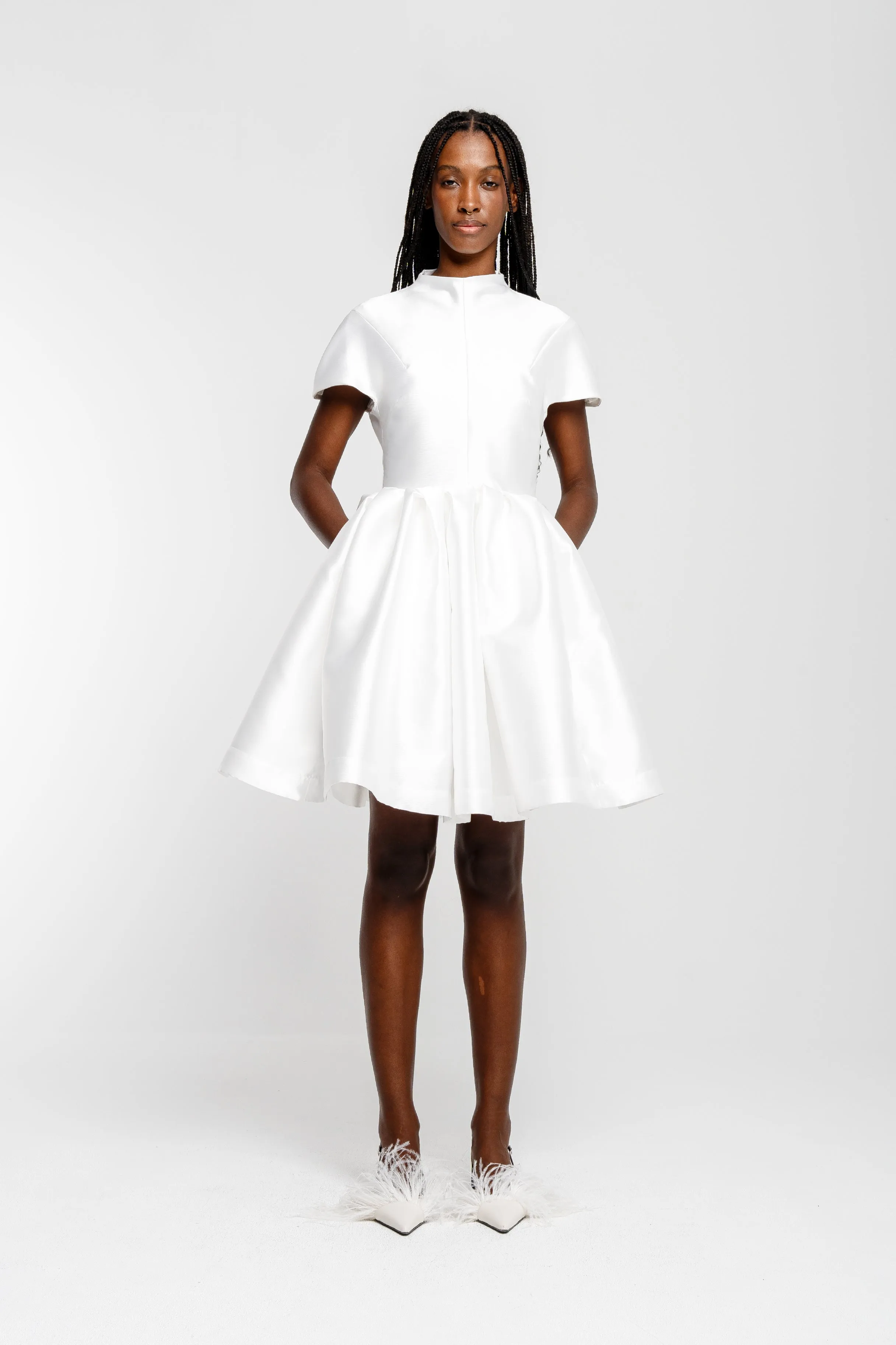 WHITE SHORT SLEEVE PUFF SKIRT DRESS sold by Marques ’ Almeida