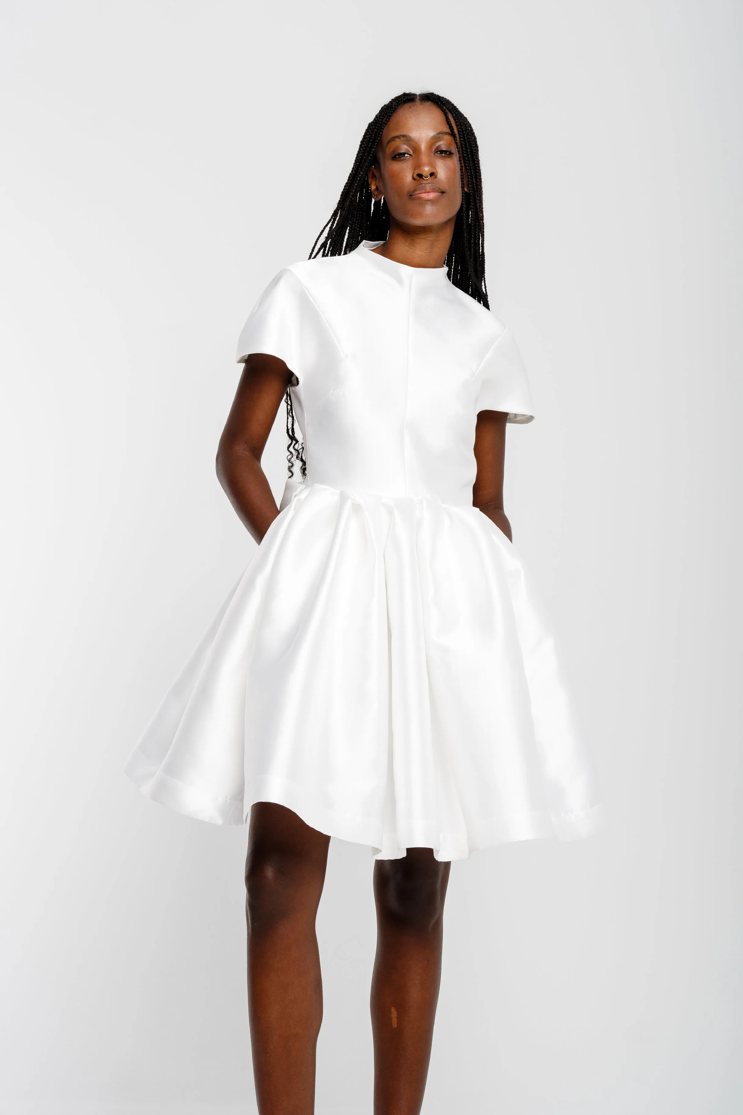 WHITE SHORT SLEEVE PUFF SKIRT DRESS sold by Marques ’ Almeida product image thumbnail 3