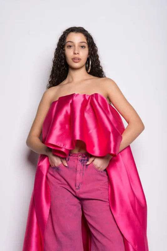 PINK PLEATED STRAPLESS TOP WITH LONG BACK sold by Marques ’ Almeida