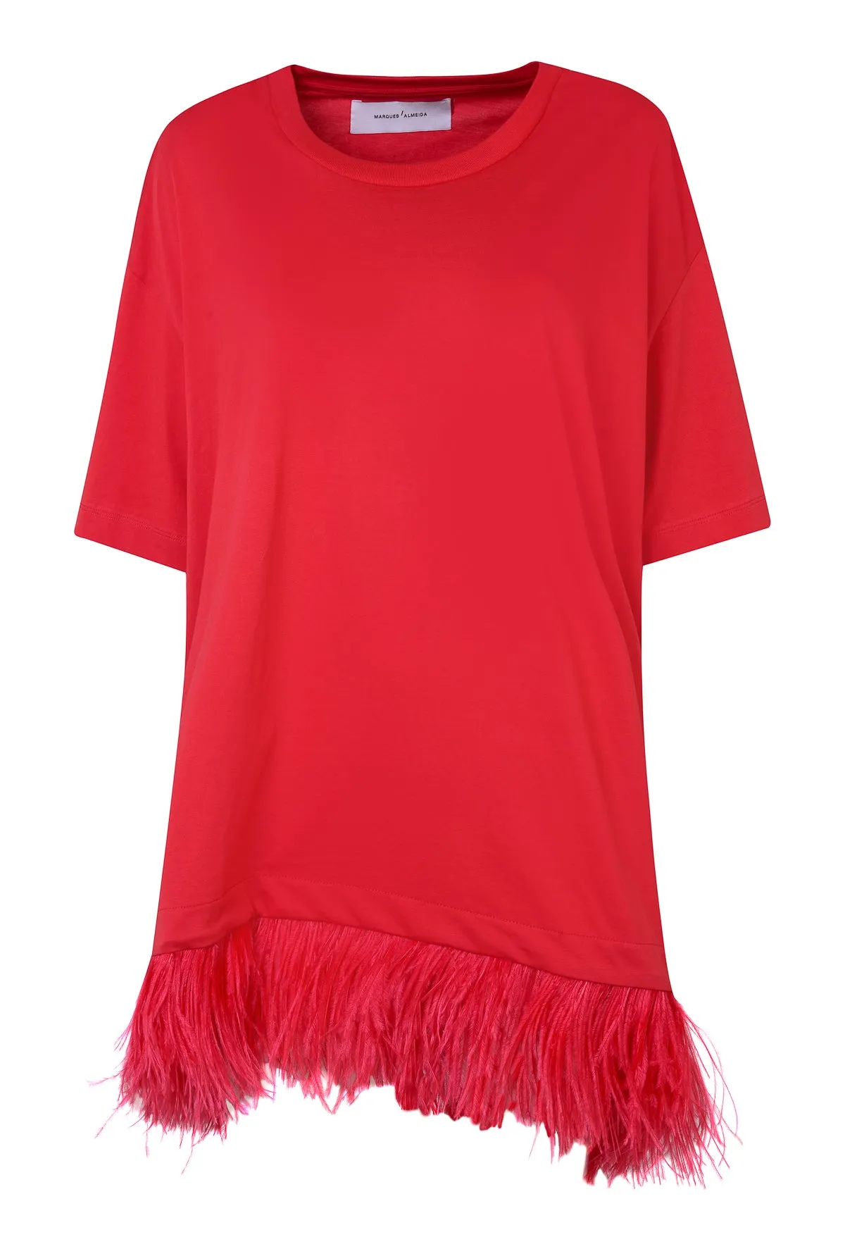 RED FEATHER HEM T-SHIRT DRESS sold by Marques ’ Almeida product image thumbnail 2