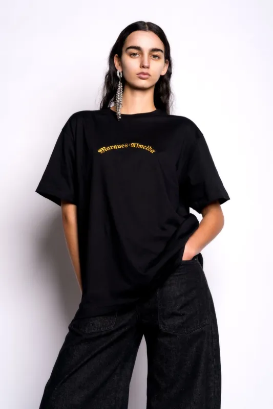 BLACK OVERSIZED T-SHIRT WITH GOLD LOGO made by Marques ’ Almeida