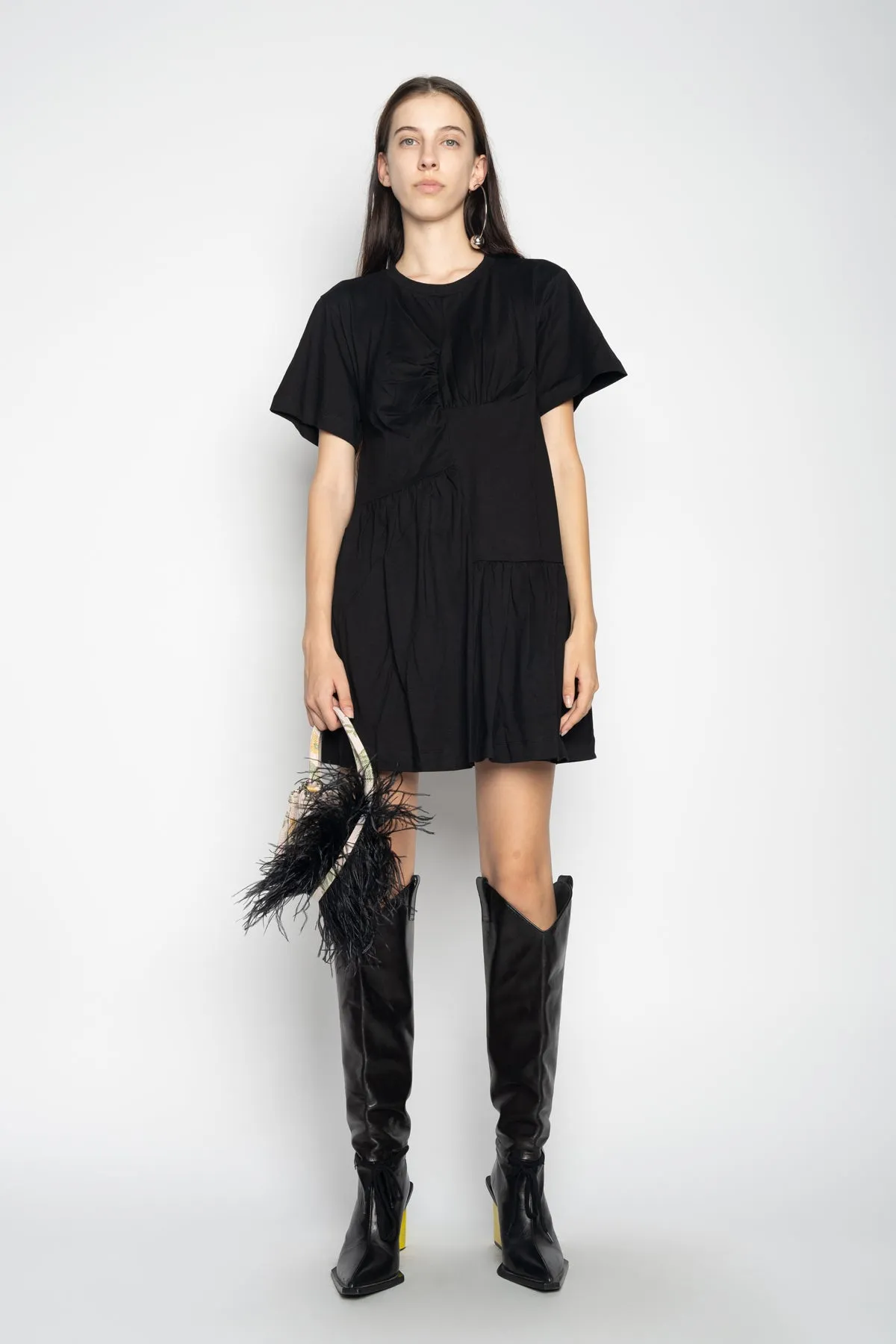 BLACK PANELLED GATHERED DRESS sold by Marques ’ Almeida