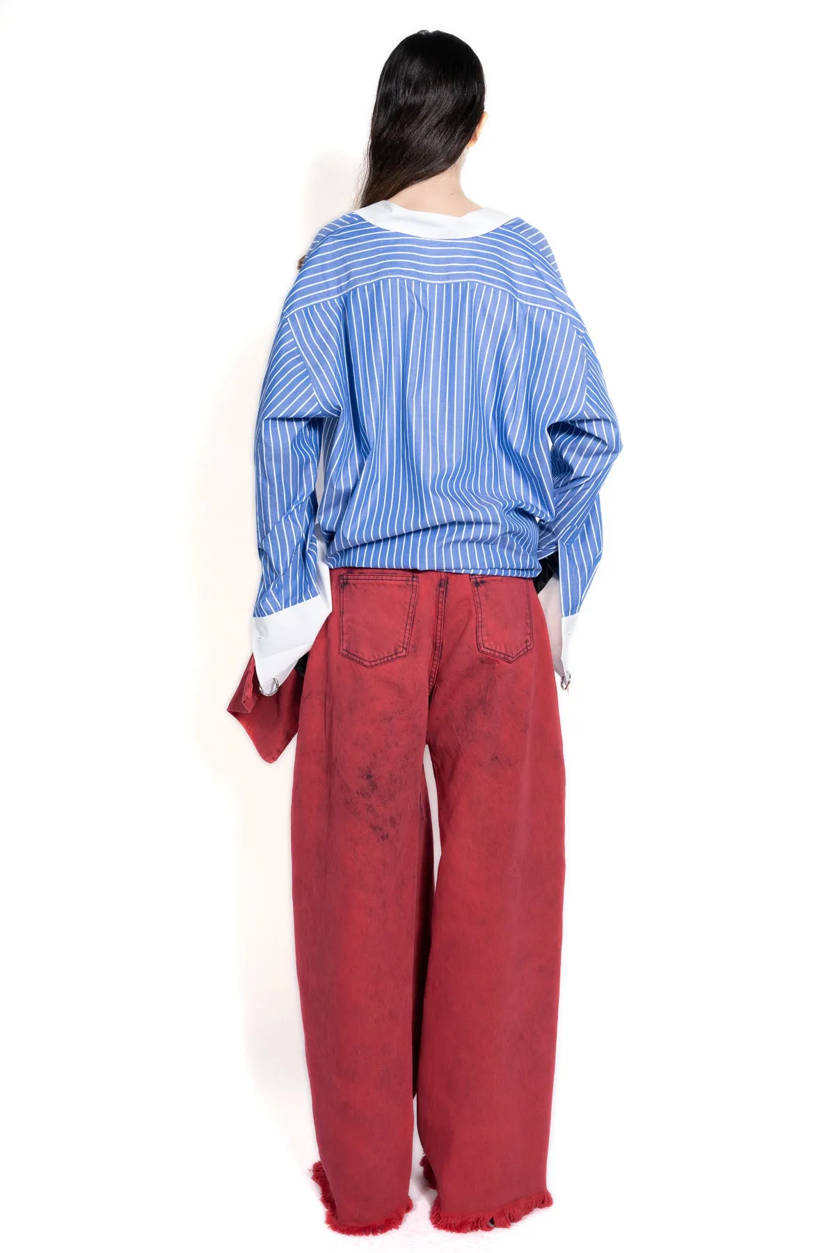 RED DENIM BOYFRIEND TROUSERS WITH BIG BOW sold by Marques ’ Almeida product image thumbnail 2