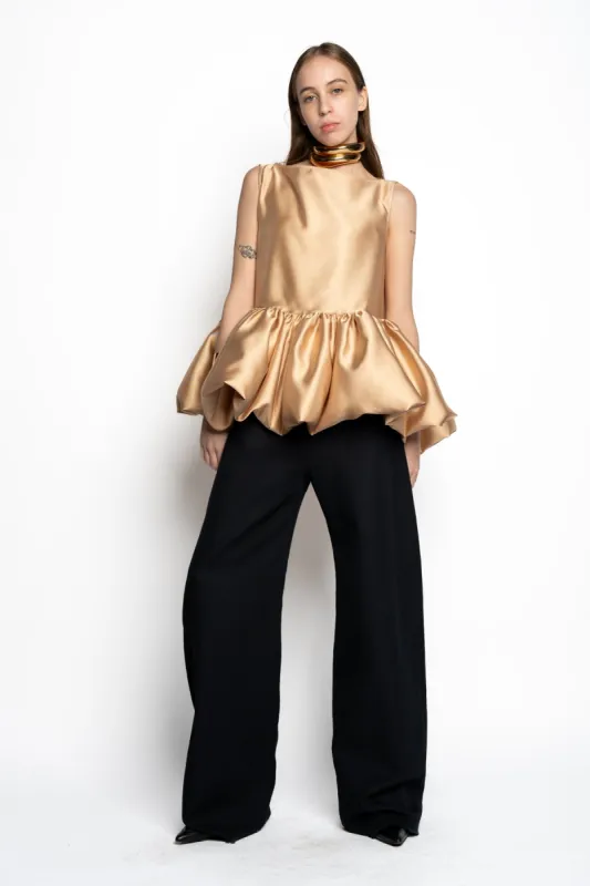 BEIGE SLEEVELESS PUFF HEM TOP made by Marques ’ Almeida