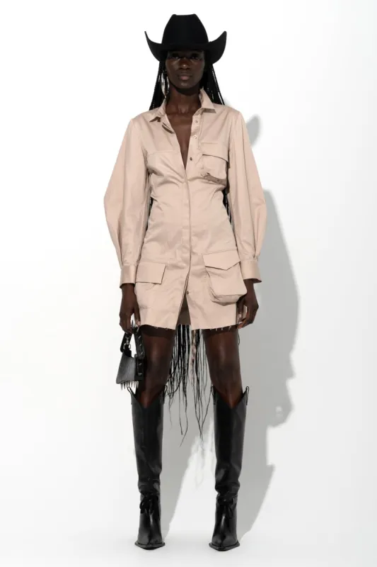 BEIGE MULTI POCKET SHIRT DRESS made by Marques ’ Almeida