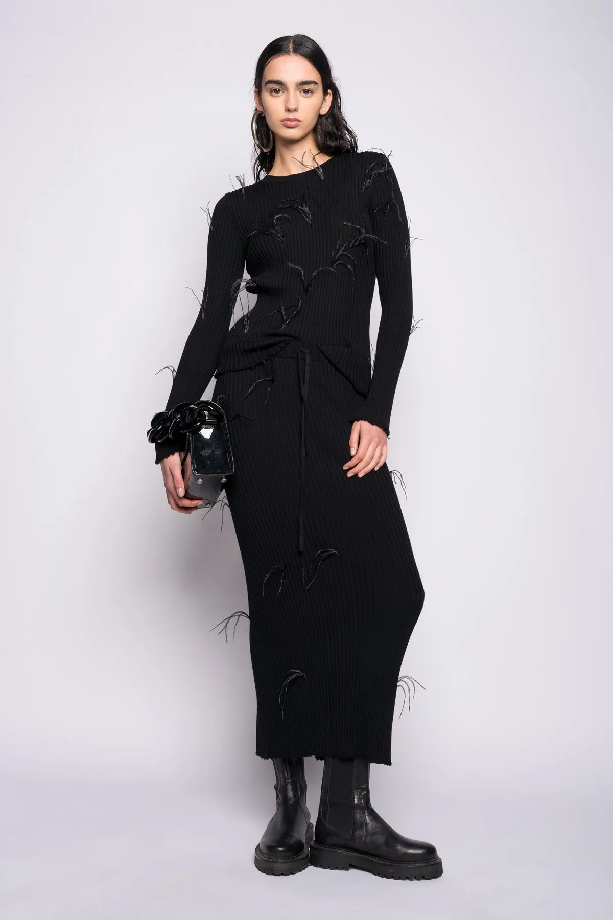 BLACK MERINO WOOL LONG SKIRT sold by Marques ’ Almeida product image thumbnail 3