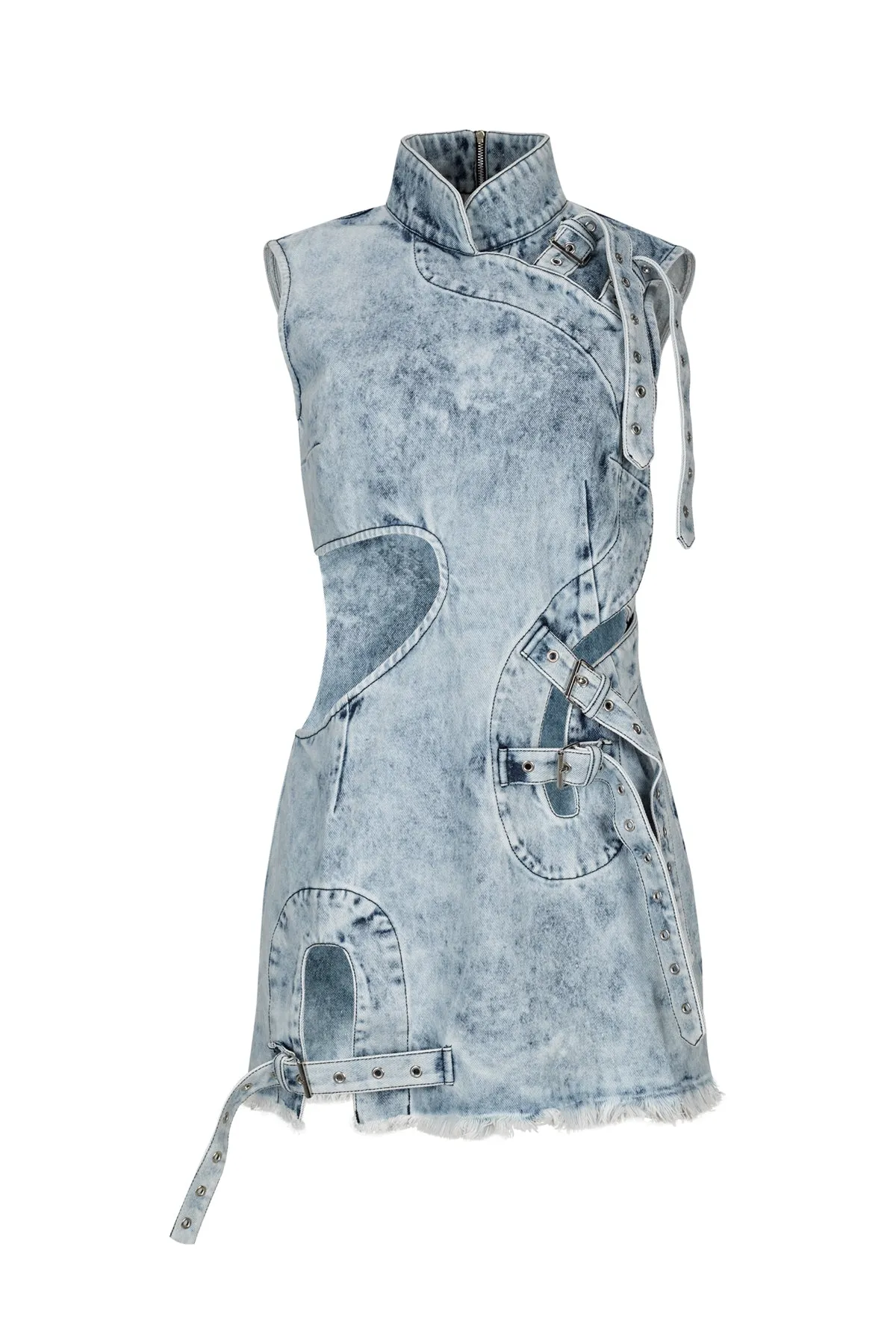 ACID WASH DENIM MANDARIN CUT OUT DRESS sold by Marques ’ Almeida product image thumbnail 2