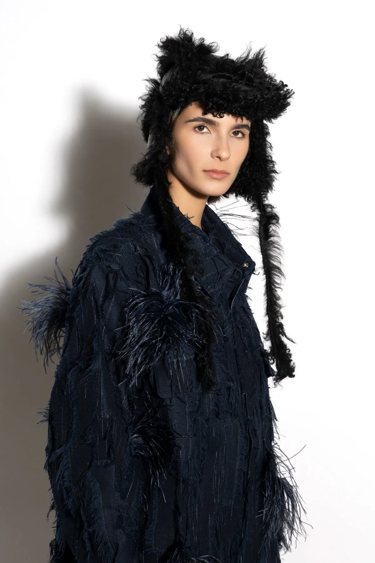 BLACK LEATHER EAR COVER HAT sold by Marques ’ Almeida product image thumbnail 2