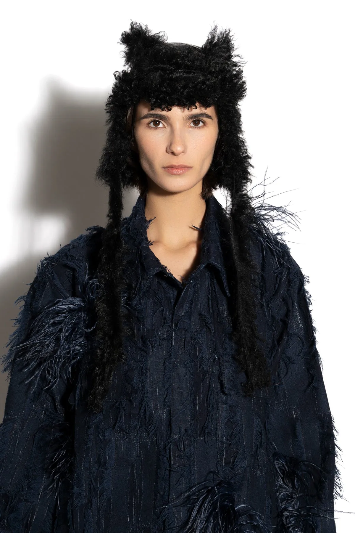 BLACK LEATHER EAR COVER HAT sold by Marques ’ Almeida product image thumbnail 3