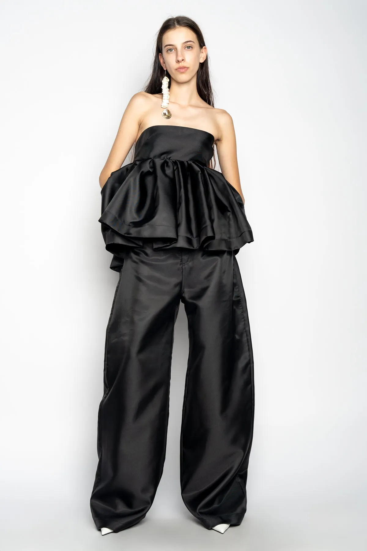 BLACK MIKADO BOYFRIEND TROUSERS sold by Marques ’ Almeida