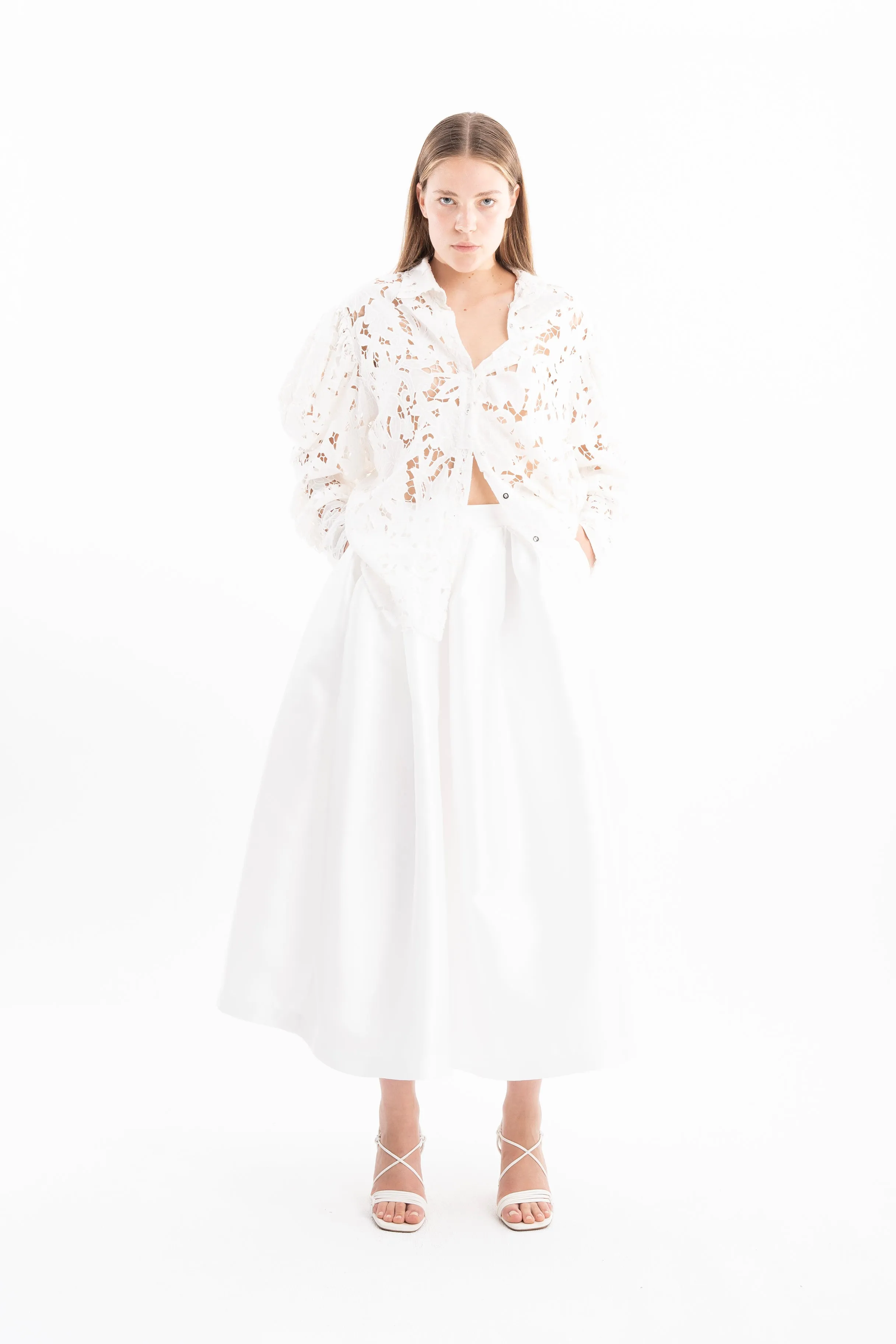 WHITE EMBROIDERED PUFF SLEEVE SHIRT sold by Marques ’ Almeida product image thumbnail 3
