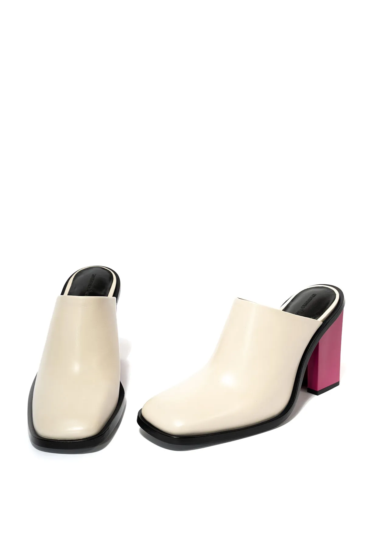 WHITE LEATHER MULE W/ M'A HEEL sold by Marques ’ Almeida