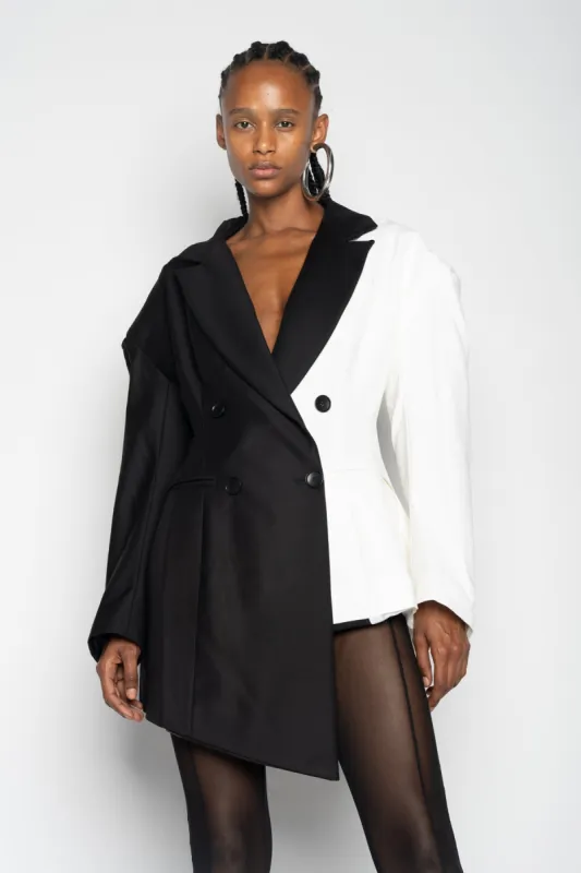BLACK AND WHITE FITTED BLAZER sold by Marques ’ Almeida