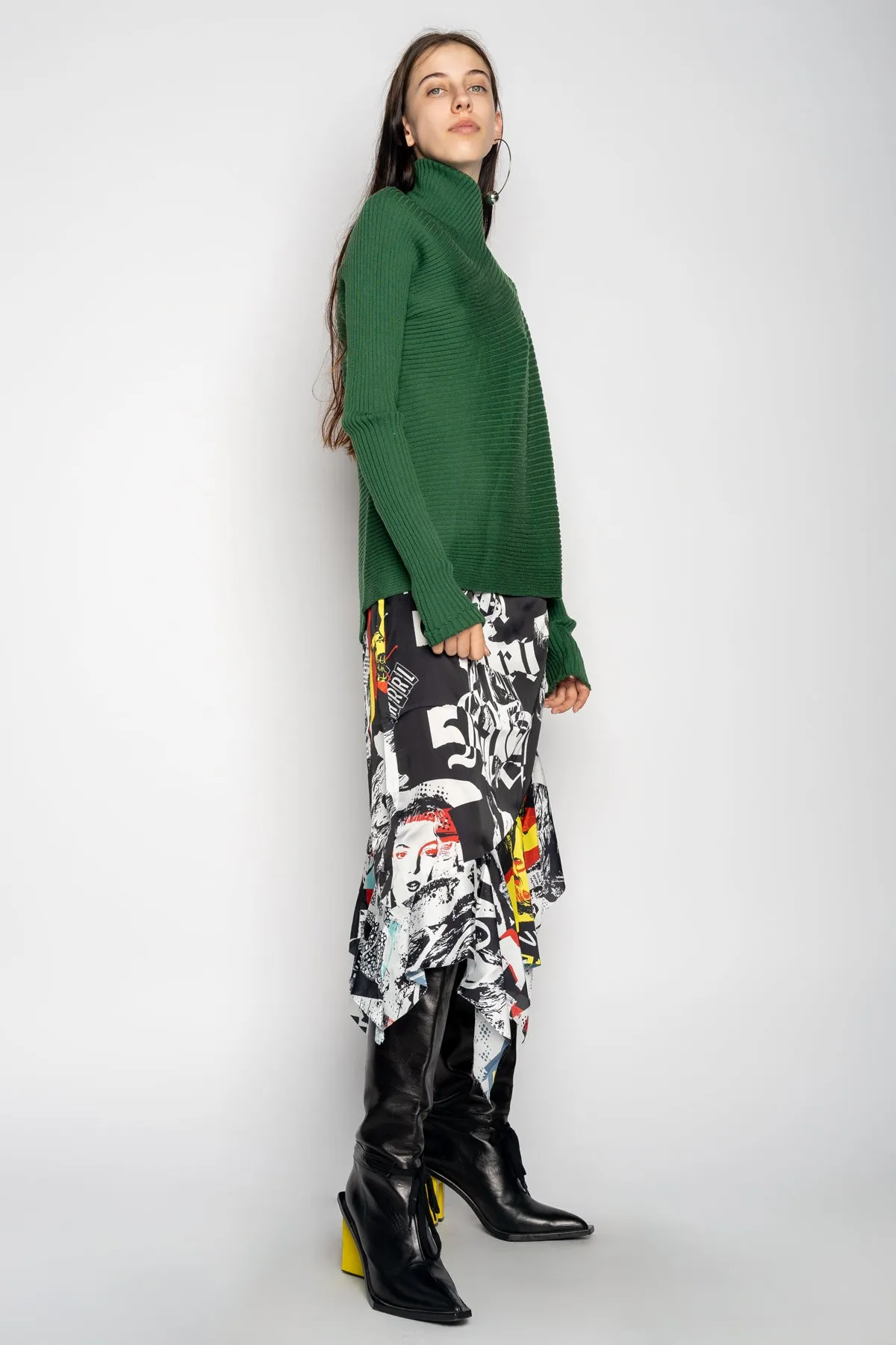 GREEN MERINO DRAPED JUMPER sold by Marques ’ Almeida product image thumbnail 3