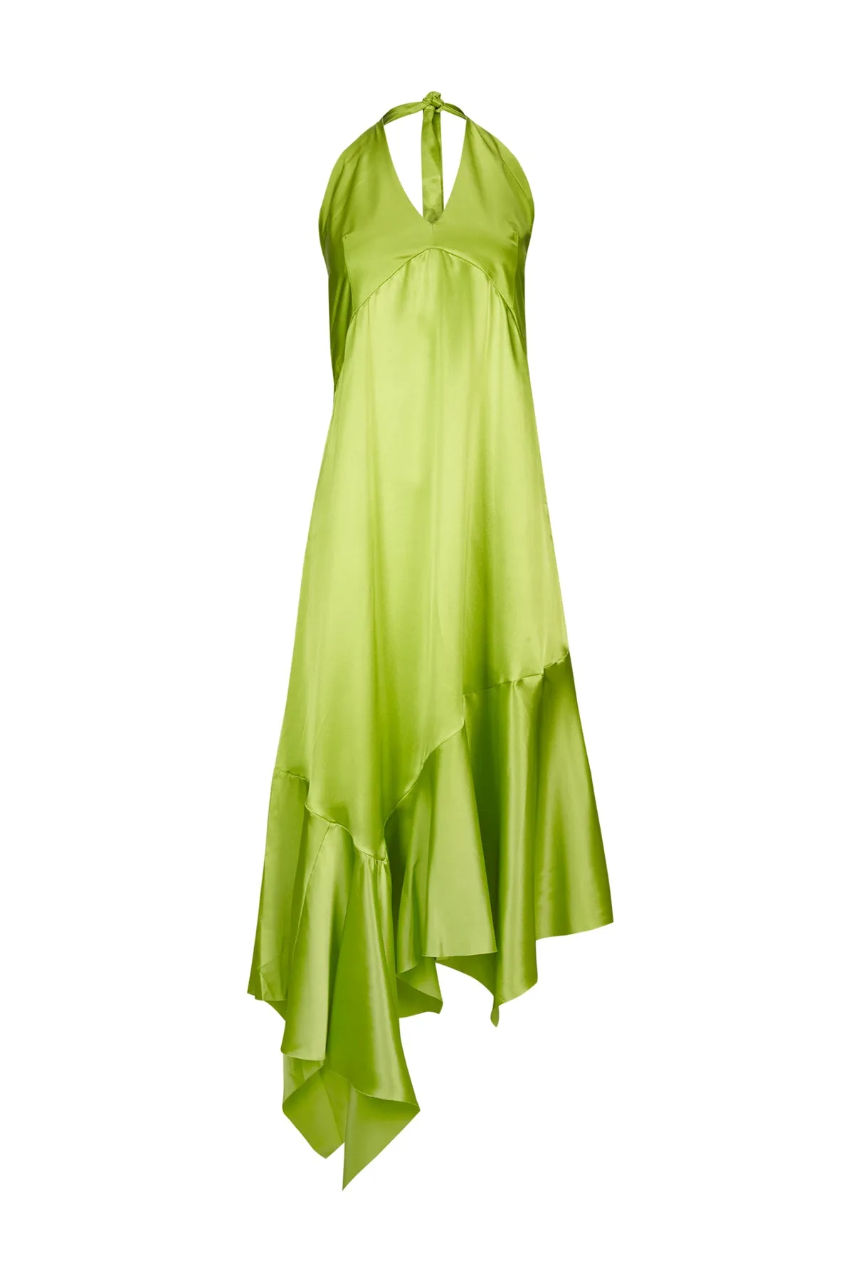 LIME SILK HALTERNECK BACK TIE DRESS sold by Marques ’ Almeida product image thumbnail 2