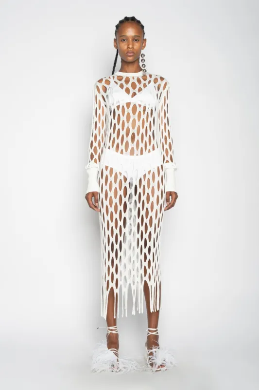 WHITE NET DRESS made by Marques ’ Almeida