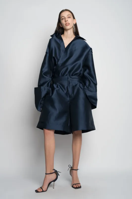 NAVY SKATER SHORTS made by Marques ’ Almeida