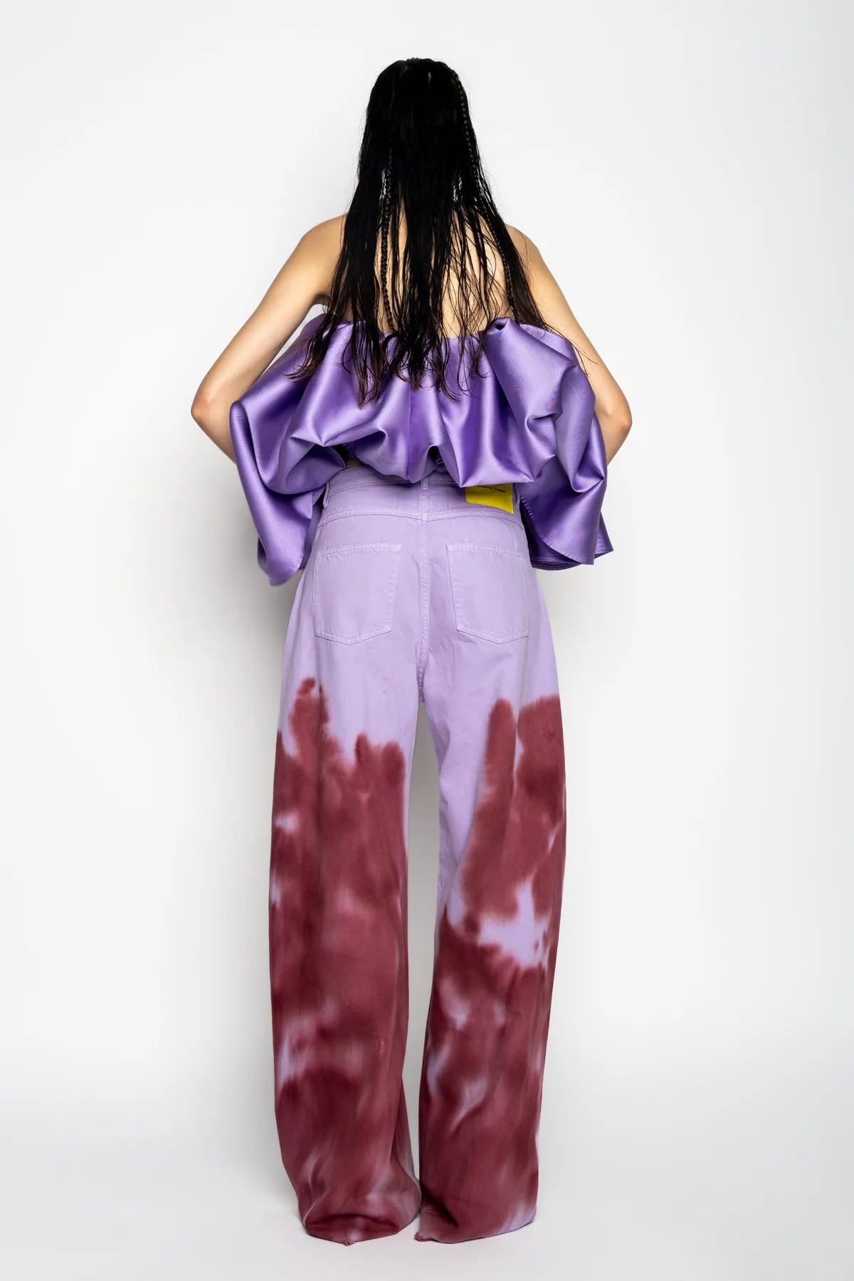 LILAC AND BURGUNDY TIE DYE BOYFRIEND TROUSERS sold by Marques ’ Almeida product image thumbnail 3