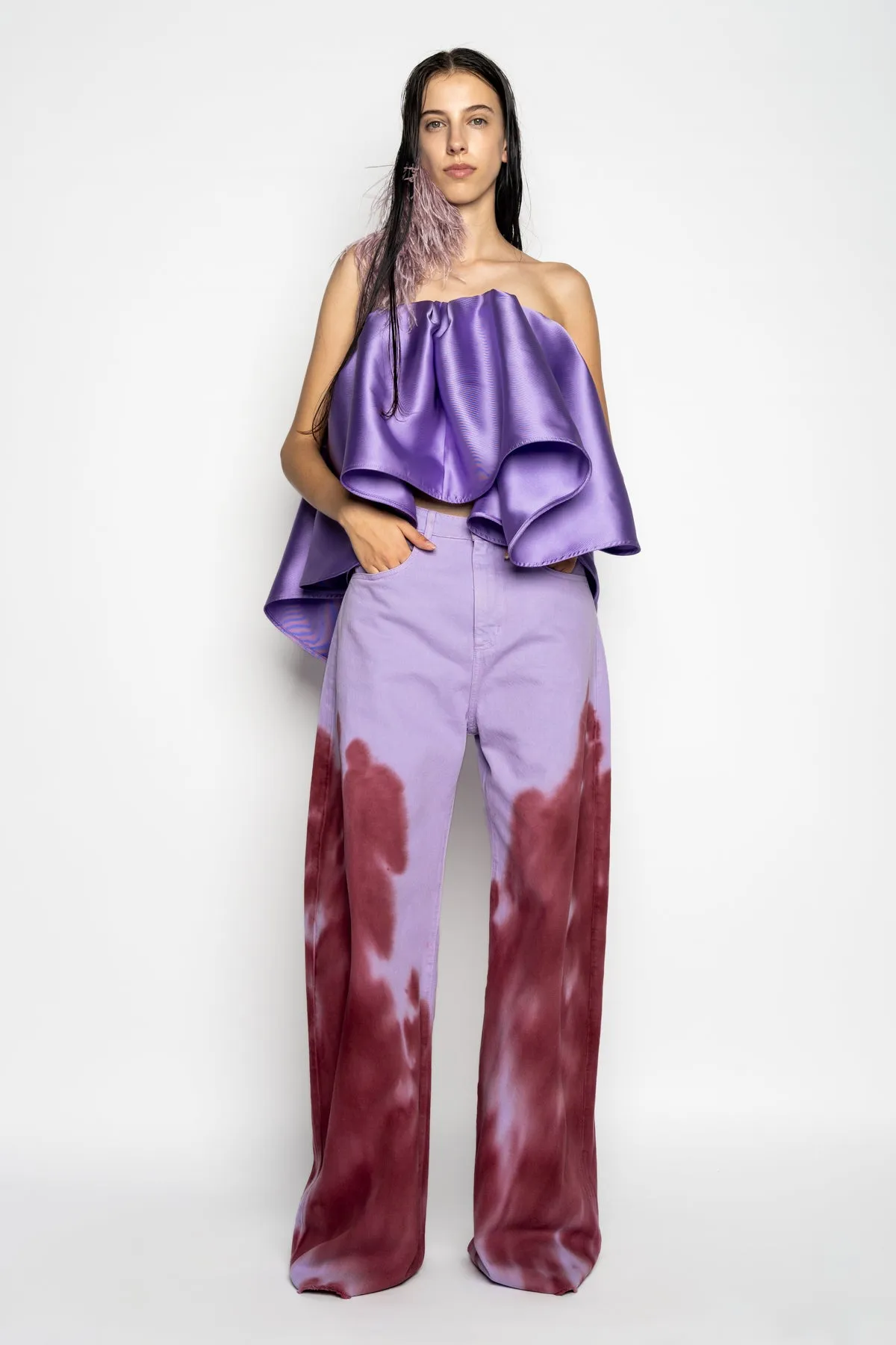 LILAC AND BURGUNDY TIE DYE BOYFRIEND TROUSERS sold by Marques ’ Almeida product image thumbnail 5