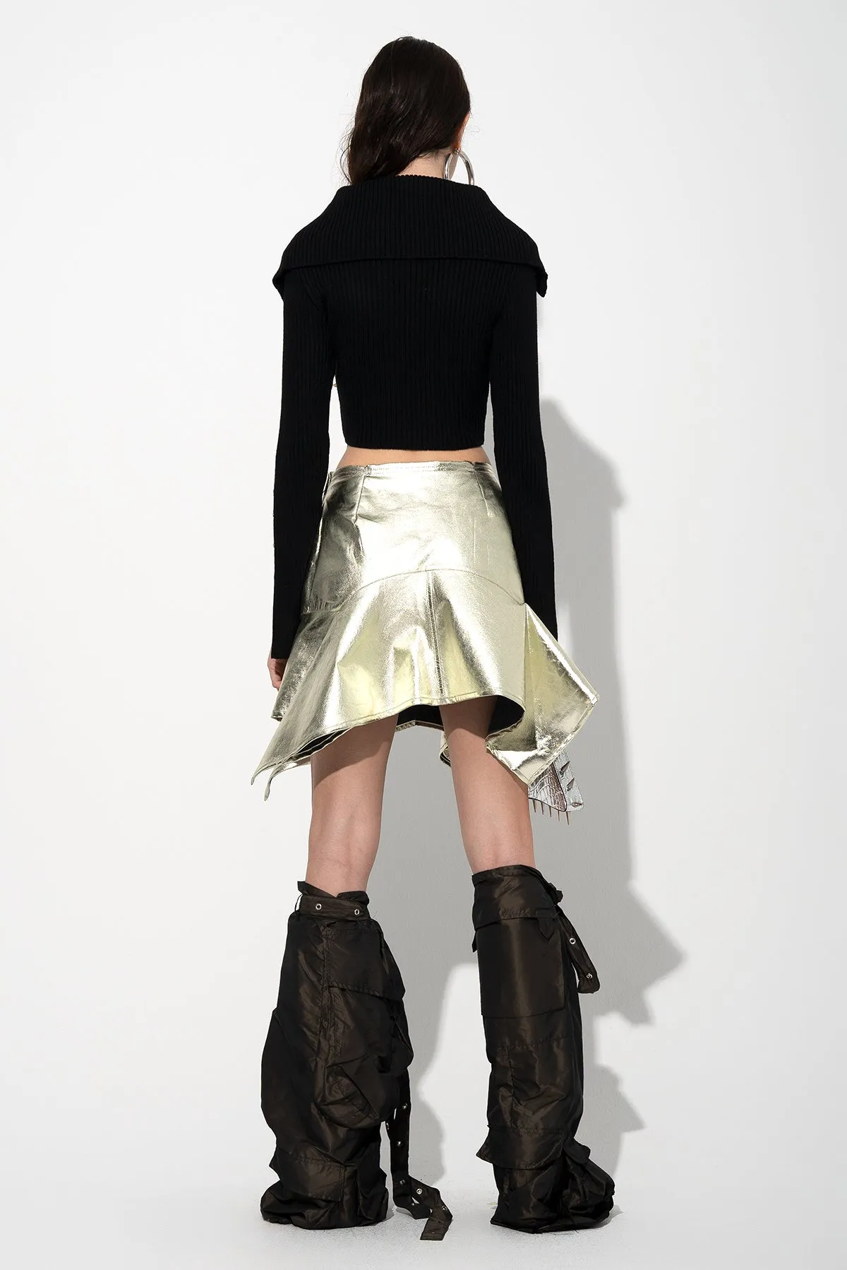 BLACK MERINO WOOL KNITTED CROPPED TOP WITH BIG COLLAR sold by Marques ’ Almeida product image thumbnail 3