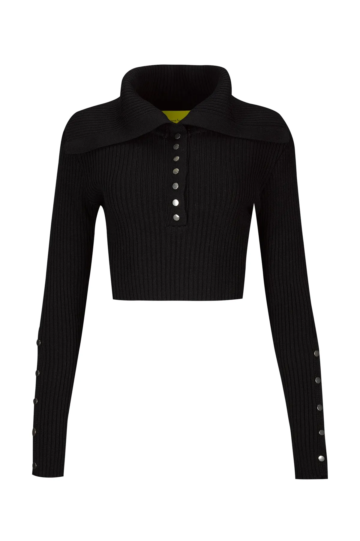 BLACK MERINO WOOL KNITTED CROPPED TOP WITH BIG COLLAR sold by Marques ’ Almeida product image thumbnail 2
