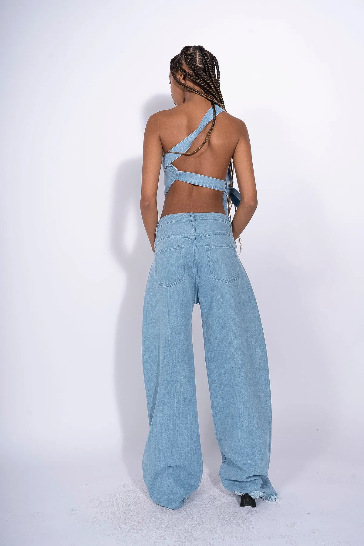 BLUE DENIM BOYFRIEND TROUSERS WITH PATCH POCKET sold by Marques ’ Almeida product image thumbnail 3