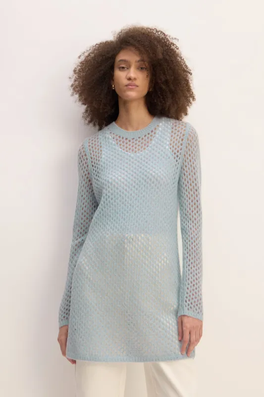 LIGHT BLUE MESH KNIT LONG JUMPER sold by Marques ’ Almeida