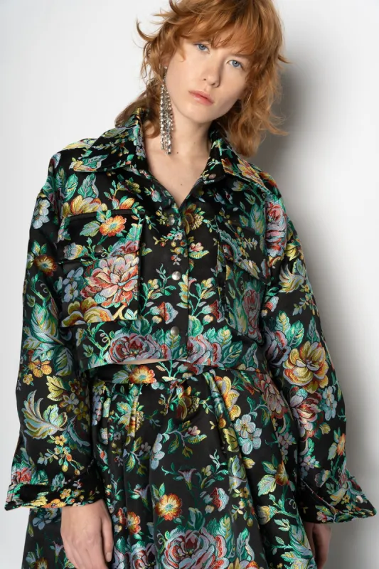 BLACK BROCADE CROPPED OVERSHIRT made by Marques ’ Almeida