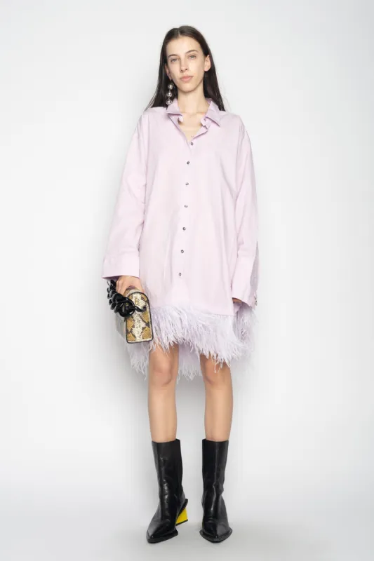 LILAC FEATHER HEM SHIRT DRESS sold by Marques ’ Almeida