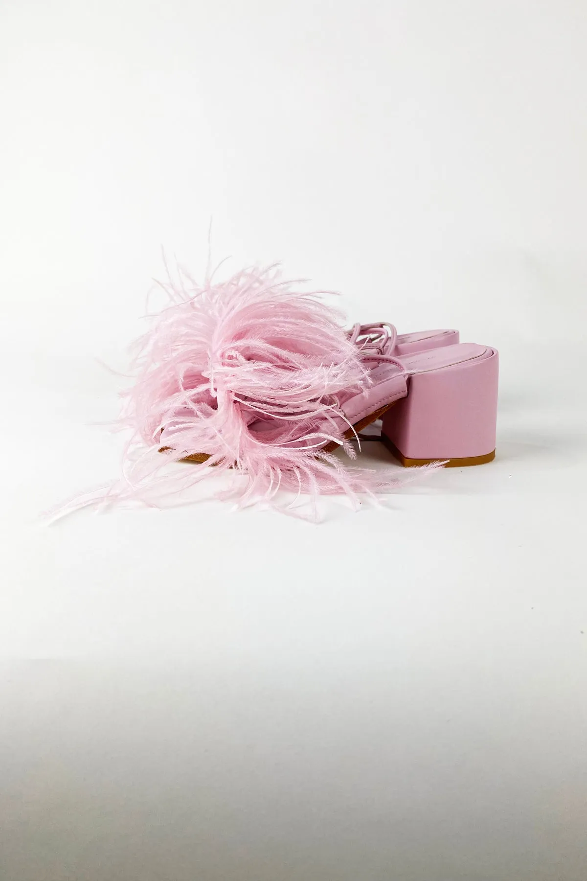 PINK FEATHER STRAPPY SANDAL sold by Marques ’ Almeida