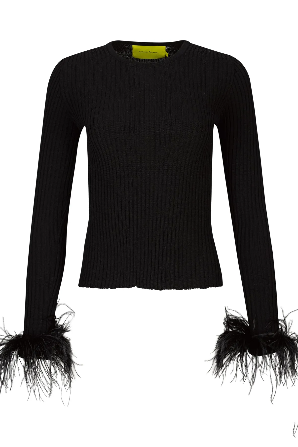 BLACK MERINO WOOL FITTED TOP WITH FEATHERS sold by Marques ’ Almeida product image thumbnail 2