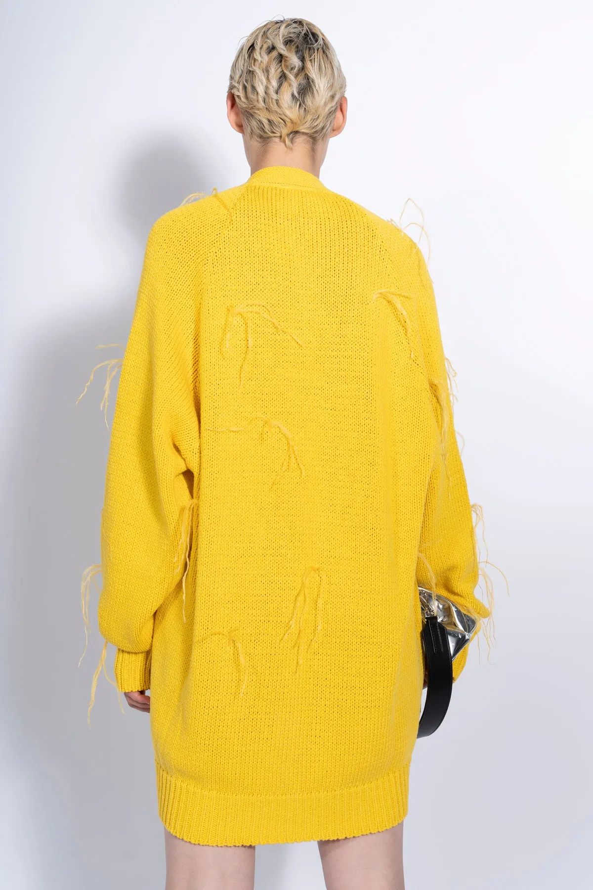 YELLOW OVERSIZED CARDIGAN WITH FEATHERS PULLS sold by Marques ’ Almeida product image thumbnail 2