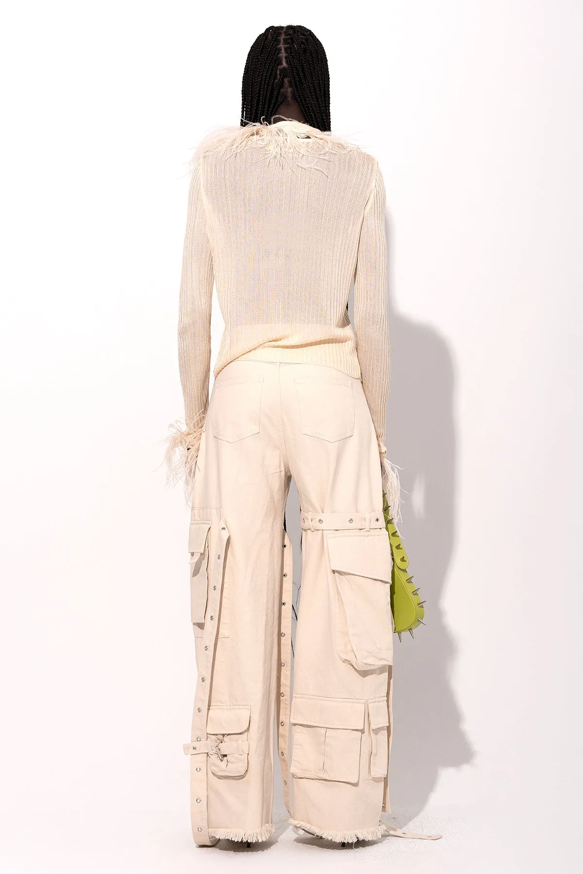 OFF-WHITE VISCOSE KNITTED TOP WITH FEATHERS sold by Marques ’ Almeida product image thumbnail 3