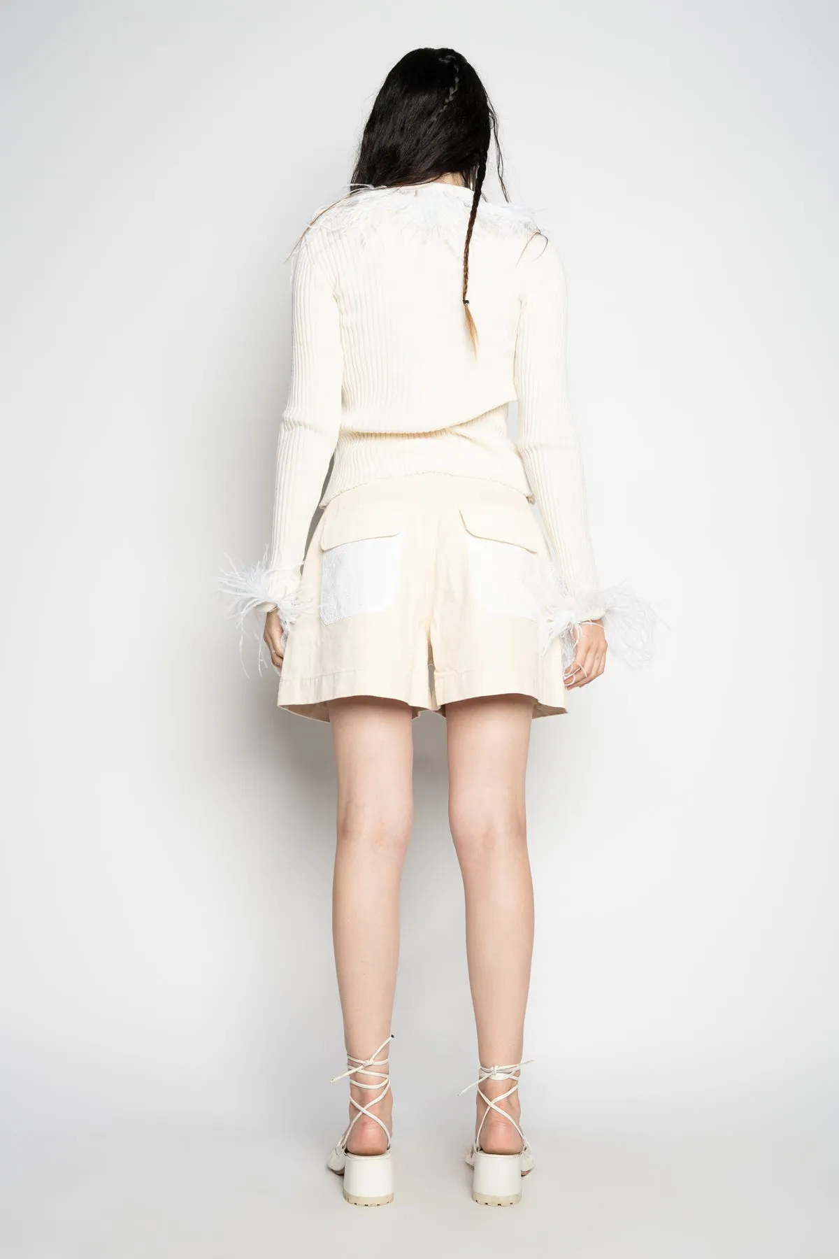 WHITE MERINO WOOL CARDIGAN WITH FEATHERS sold by Marques ’ Almeida product image thumbnail 3