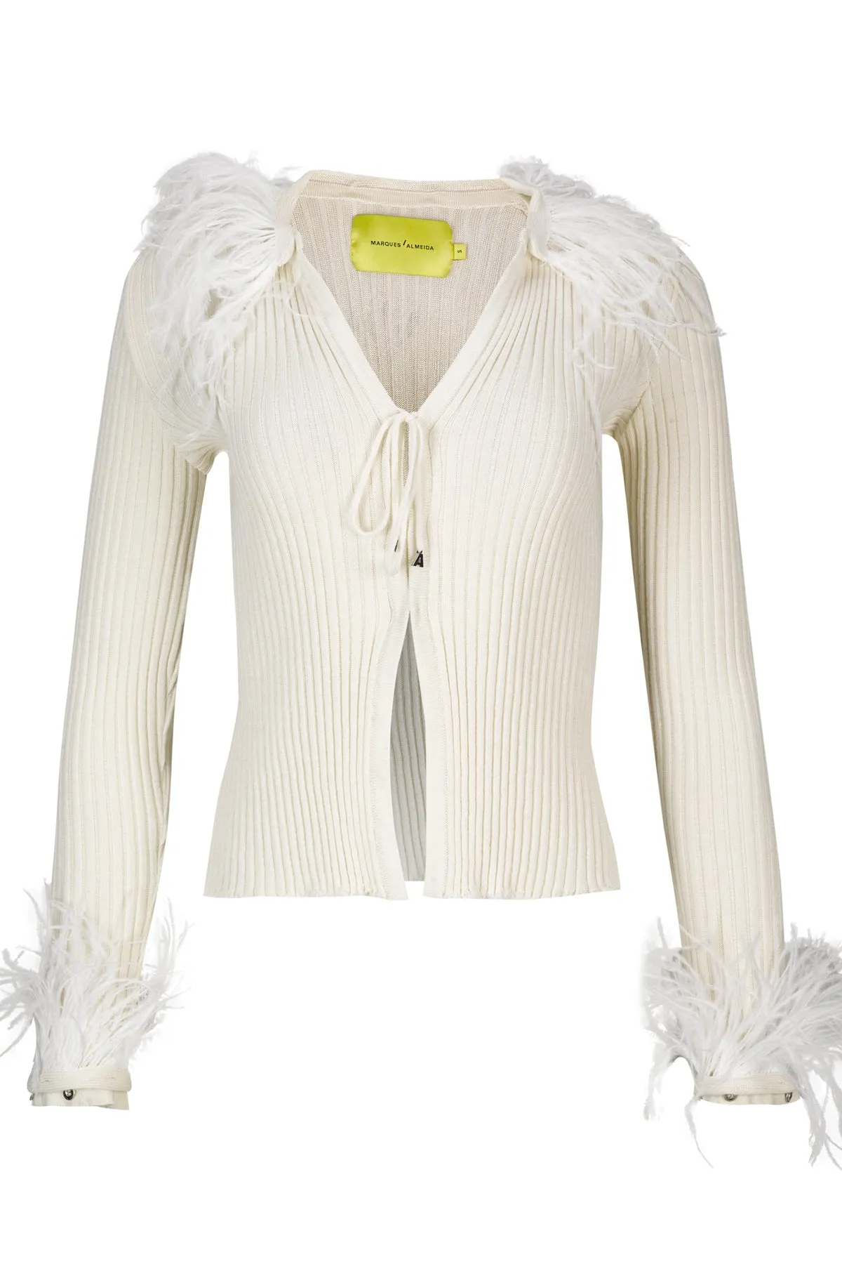 WHITE MERINO WOOL CARDIGAN WITH FEATHERS sold by Marques ’ Almeida product image thumbnail 2