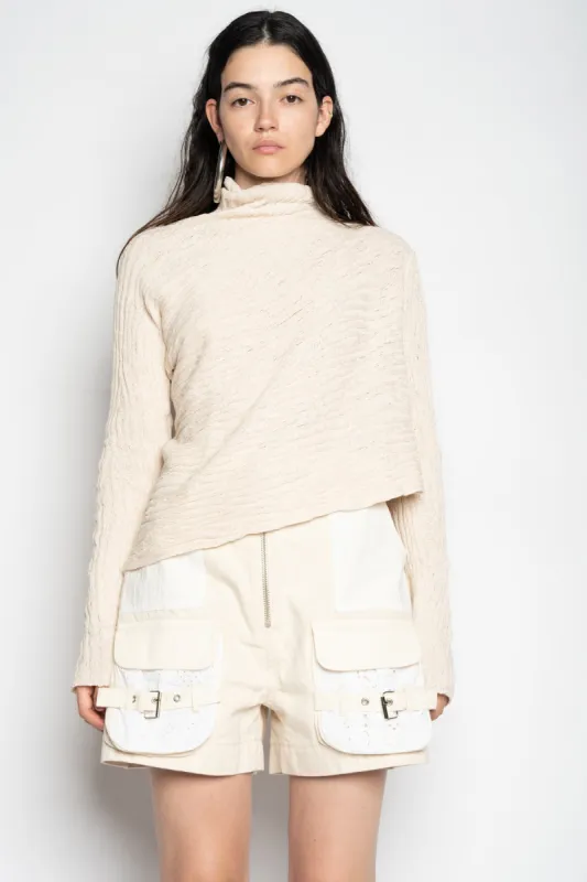 BEIGE RECYLED COTTON KNIT DRAPED JUMPER sold by Marques ’ Almeida