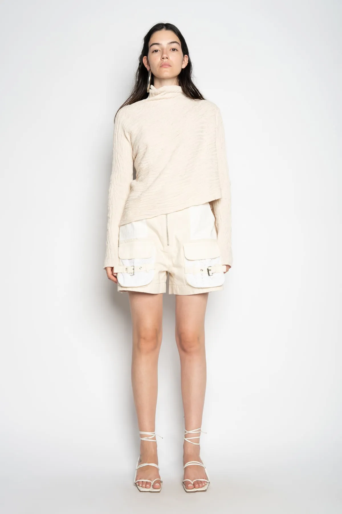 BEIGE RECYLED COTTON KNIT DRAPED JUMPER sold by Marques ’ Almeida product image thumbnail 3