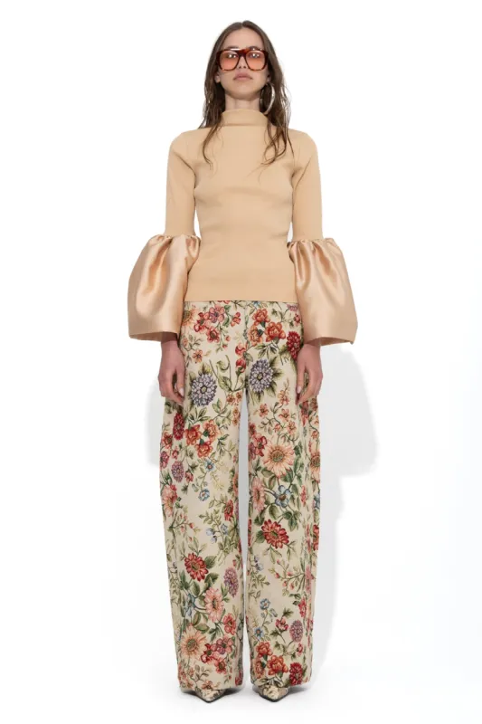 BEIGE TURTLENECK PUFF SLEEVE TOP made by Marques ’ Almeida