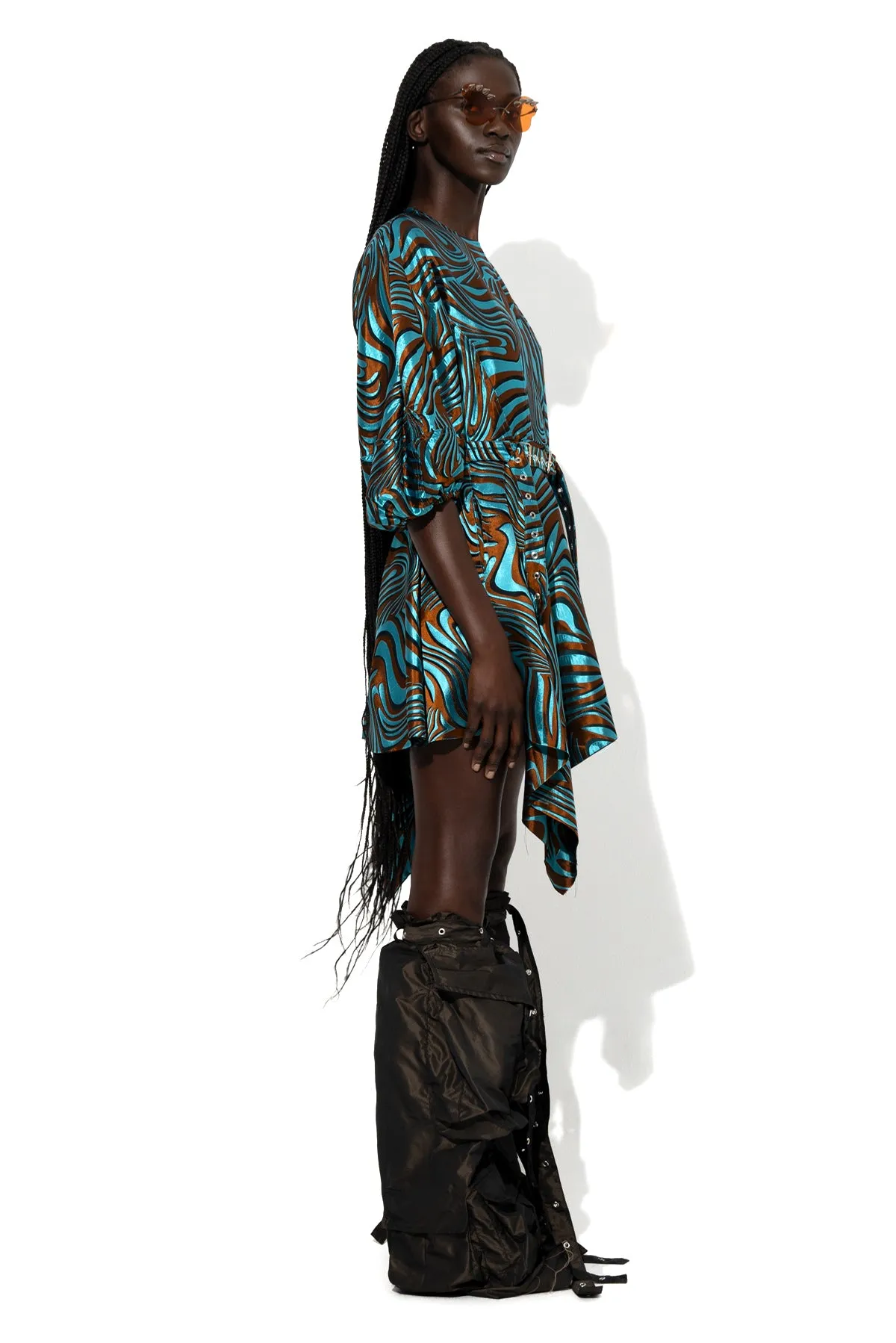 BLUE ZEBRA BROCADE BALLOON SLEEVE DRESS sold by Marques ’ Almeida product image thumbnail 5