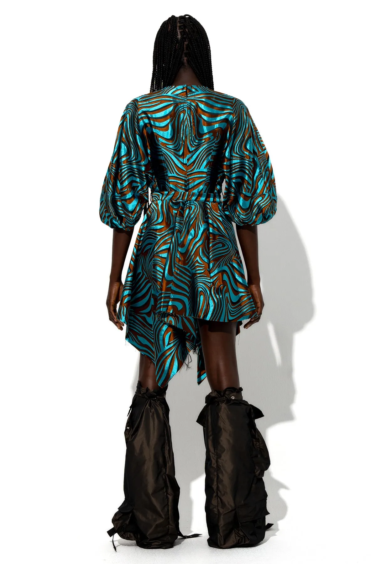 BLUE ZEBRA BROCADE BALLOON SLEEVE DRESS sold by Marques ’ Almeida product image thumbnail 3
