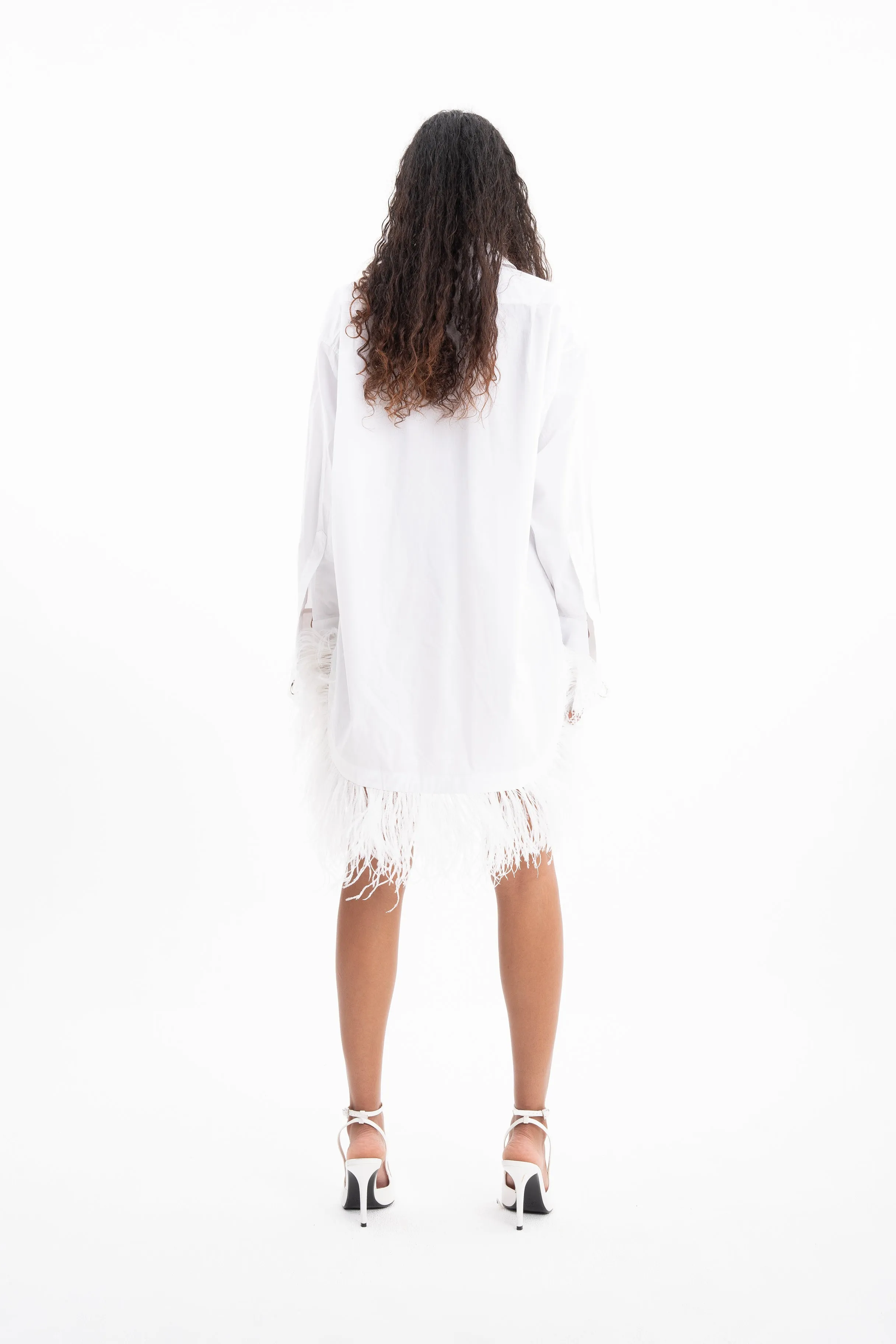 WHITE FEATHER HEM SHIRT DRESS sold by Marques ’ Almeida product image thumbnail 2