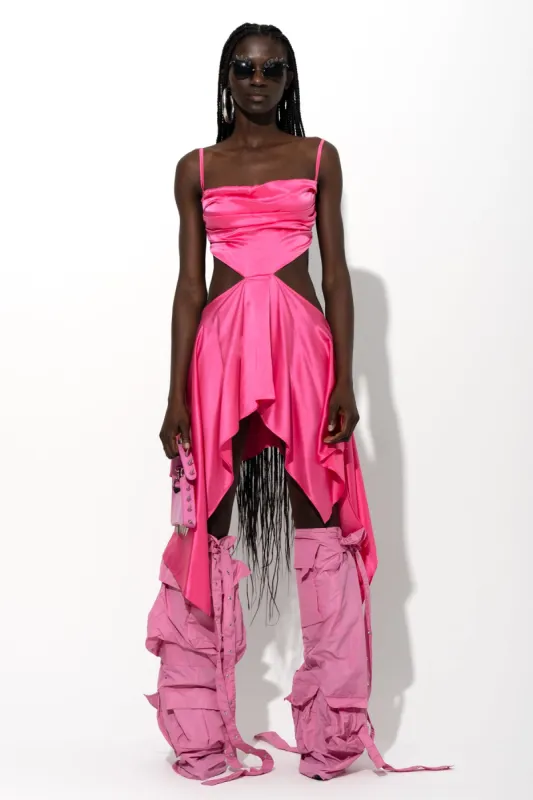 PINK SILK CUT OUT DRESS WITH OPEN BACK sold by Marques ’ Almeida