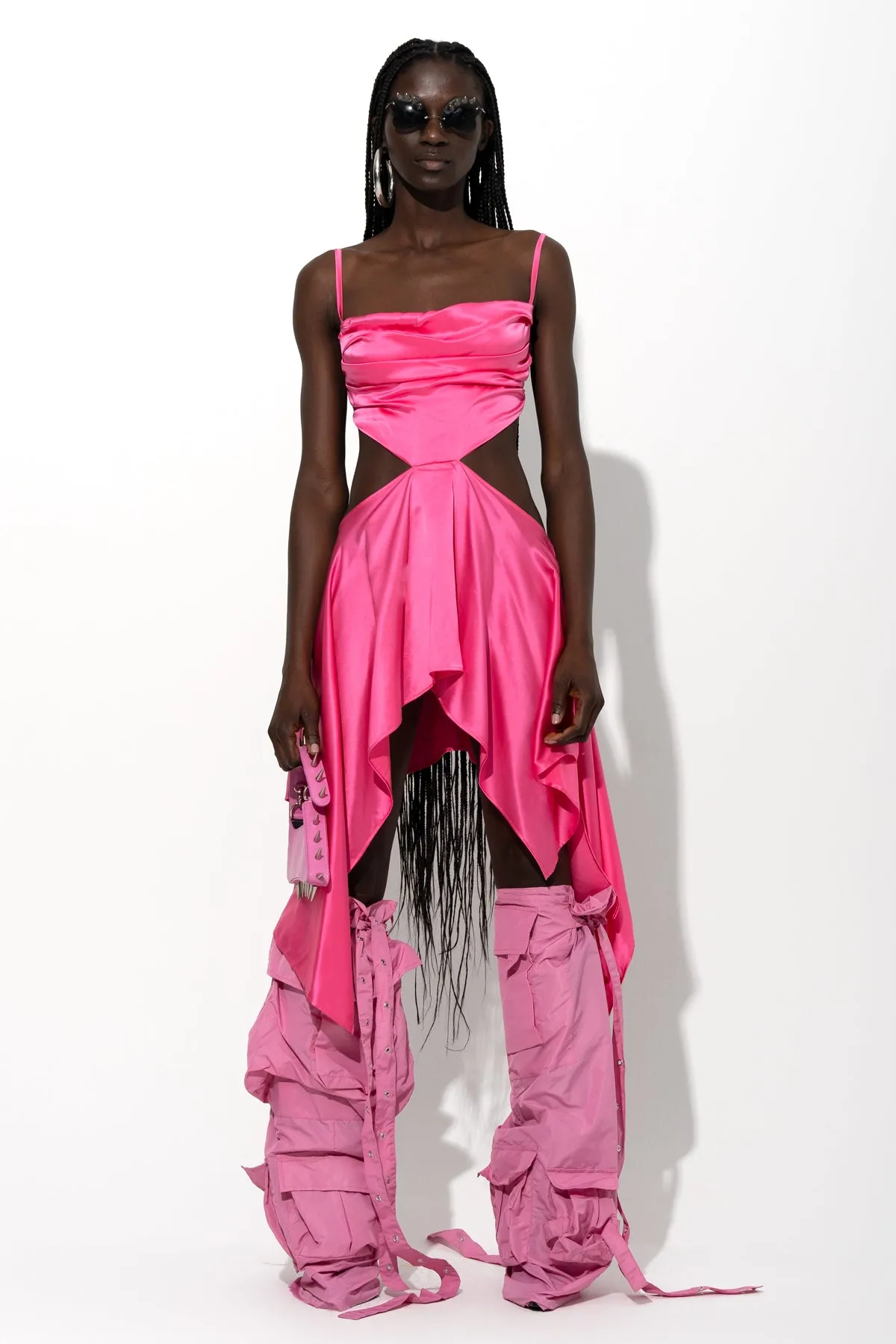 PINK SILK CUT OUT DRESS WITH OPEN BACK sold by Marques ’ Almeida