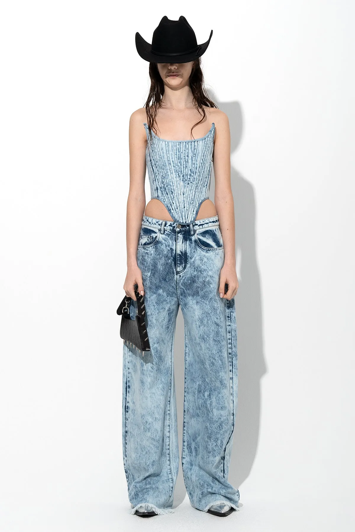 ACID WASH DENIM SHAPED CORSET sold by Marques ’ Almeida