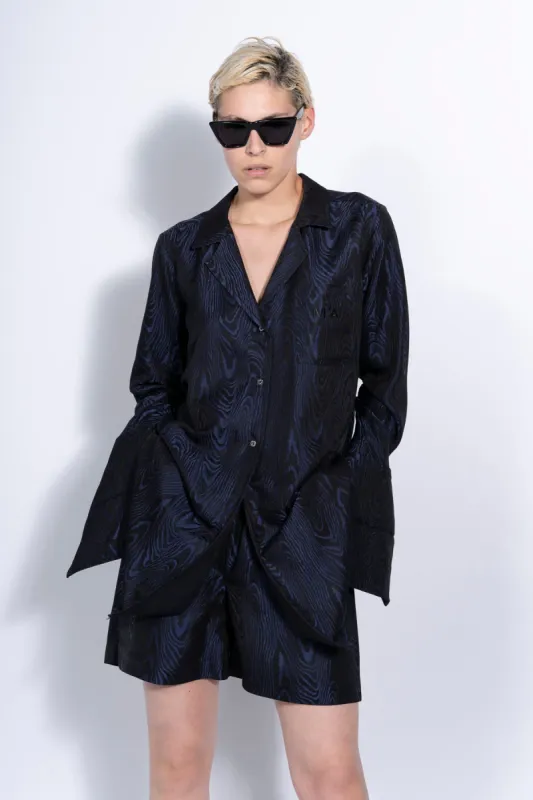 NAVY EMBROIDERED PYJAMA SHIRT sold by Marques ’ Almeida