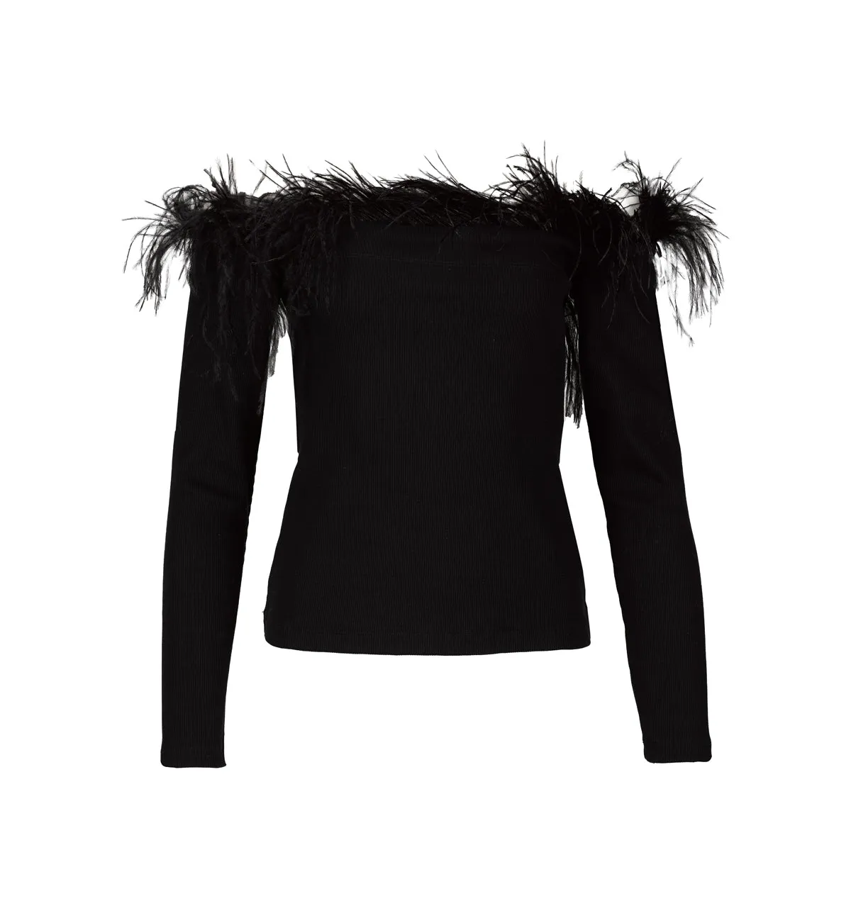 BLACK OFF SHOULDER TOP WITH FEATHERS sold by Marques ’ Almeida product image thumbnail 2