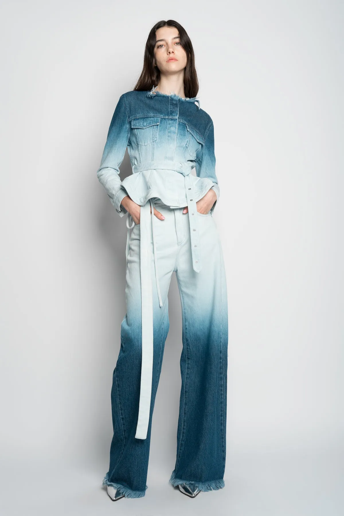 OMBRE DENIM BLUE BOYFRIEND TROUSERS WITH BELTS sold by Marques ’ Almeida