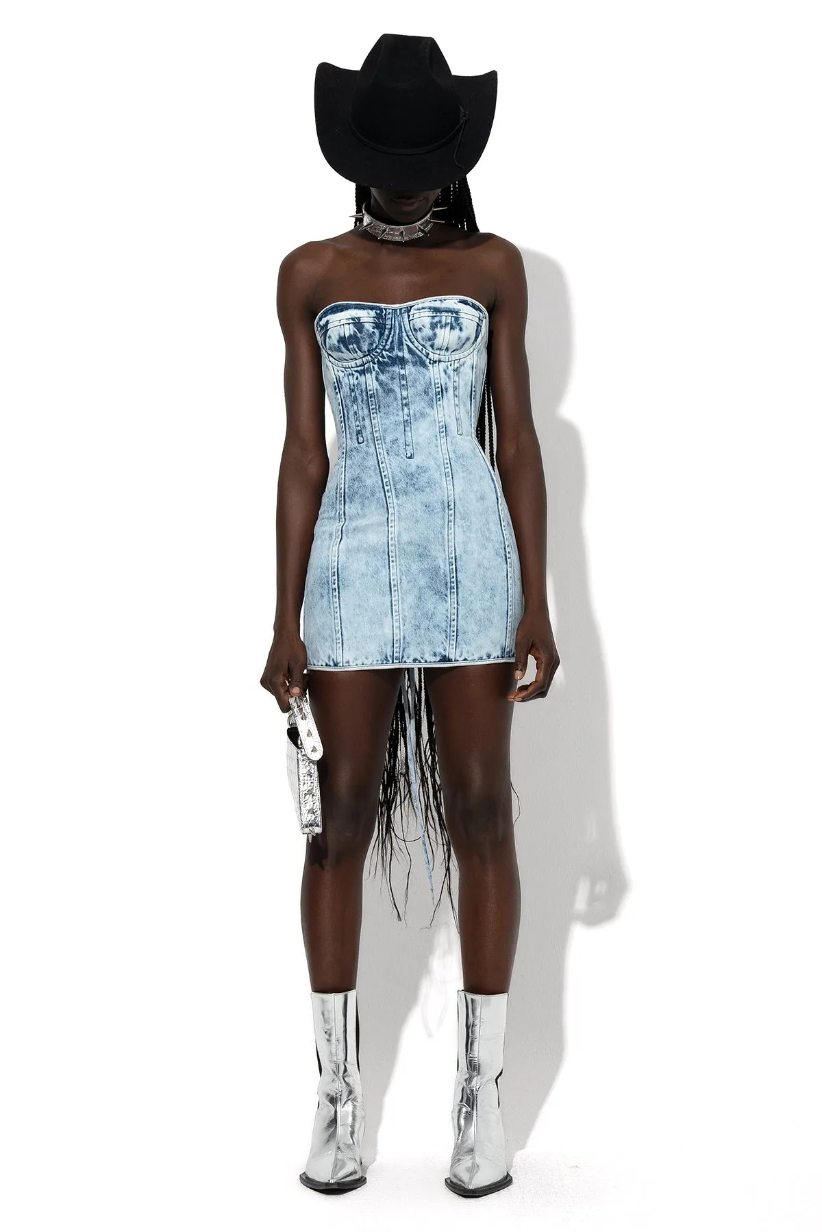 ACID WASH DENIM CORSET DRESS sold by Marques ’ Almeida